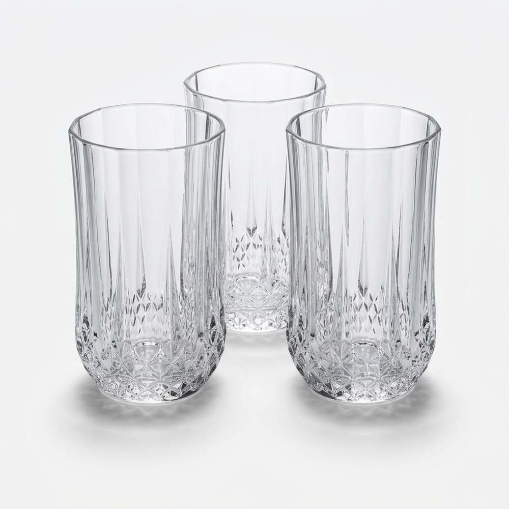 6 piece Cristal D'Arques Longchamp Tumblers Mixed Set Clear Cut Etched France Lo